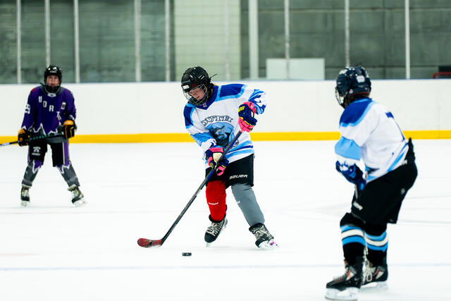 Coyotes forward carries the puck along the boards